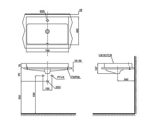 Приобрести Раковина Toto MH 70 LW1617C Белая в магазине сантехники Santeh-Crystal.ru