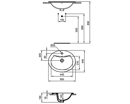 Заказать Раковина Vidima Sirius 55 W502361 Белая в магазине сантехники Santeh-Crystal.ru