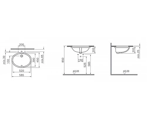 Заказать Раковина Vitra Arkitekt 59 6069B003-0012 Белая в магазине сантехники Santeh-Crystal.ru