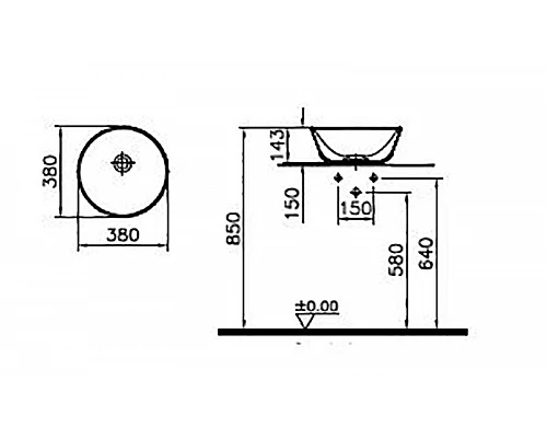 Заказать Раковина-чаша Vitra Geo 38 7421B003-0016 Белая в магазине сантехники Santeh-Crystal.ru