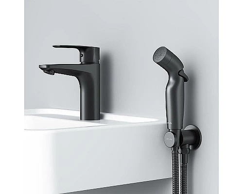 Приобрести Смеситель для раковины AM.PM Gem F90A03022 с гигиеническим душем Черный матовый в магазине сантехники Santeh-Crystal.ru