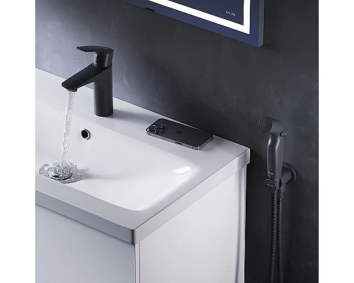 Приобрести Смеситель для раковины AM.PM Gem F90A03022 с гигиеническим душем Черный матовый в магазине сантехники Santeh-Crystal.ru