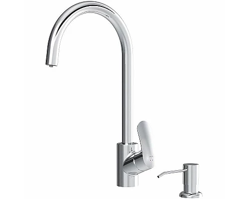 Купить Смеситель для кухни AM.PM Like F8007T00 с дозатором для моющего средства Хром в магазине сантехники Santeh-Crystal.ru