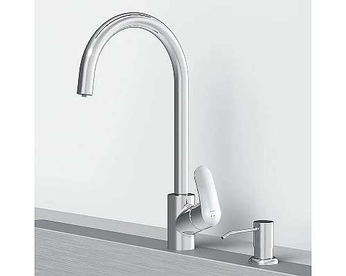 Купить Смеситель для кухни AM.PM Like F8007T00 с дозатором для моющего средства Хром в магазине сантехники Santeh-Crystal.ru