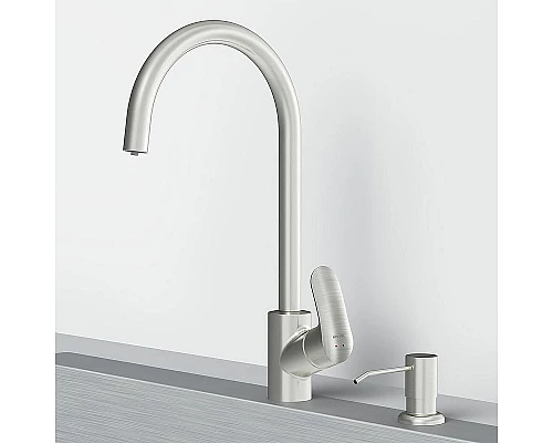 Заказать Смеситель для кухни AM.PM Like F8007T11 с дозатором для моющего средства Сатин в магазине сантехники Santeh-Crystal.ru