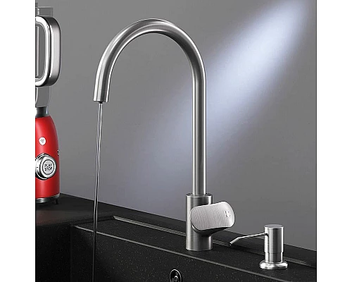 Заказать Смеситель для кухни AM.PM Like F8007T11 с дозатором для моющего средства Сатин в магазине сантехники Santeh-Crystal.ru