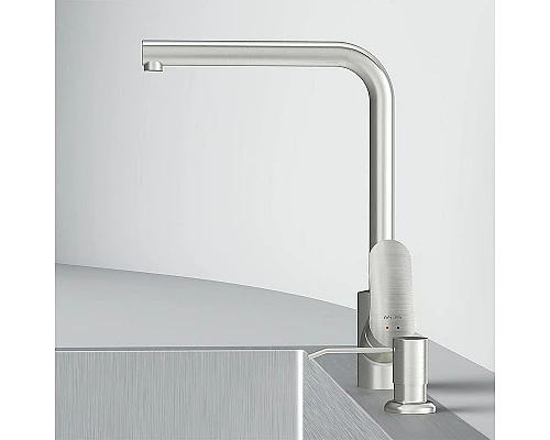 Заказать Смеситель для кухни AM.PM Like F8005D11 с дозатором Сатин в магазине сантехники Santeh-Crystal.ru