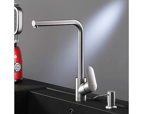 Заказать Смеситель для кухни AM.PM Like F8005D11 с дозатором Сатин в магазине сантехники Santeh-Crystal.ru