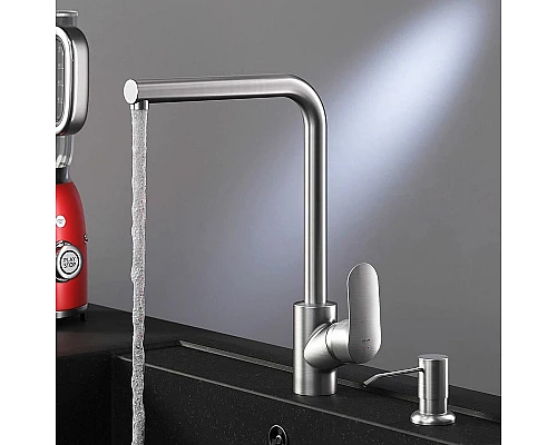 Заказать Смеситель для кухни AM.PM Like F8005D11 с дозатором Сатин в магазине сантехники Santeh-Crystal.ru