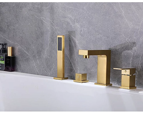 Купить Смеситель на борт ванны Abber Daheim AF8213G Золото матовое в магазине сантехники Santeh-Crystal.ru