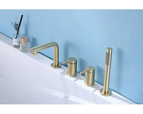 Купить Смеситель на борт ванны Abber Emotion AF8813G Золото матовое в магазине сантехники Santeh-Crystal.ru