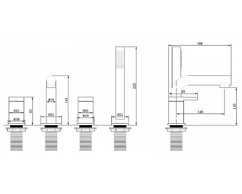 Купить Смеситель на борт ванны Abber Emotion AF8813G Золото матовое в магазине сантехники Santeh-Crystal.ru