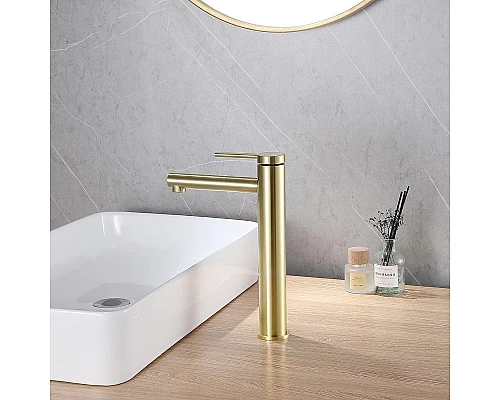 Купить Смеситель для раковины Abber Emotion AF8811G Золото матовое в магазине сантехники Santeh-Crystal.ru