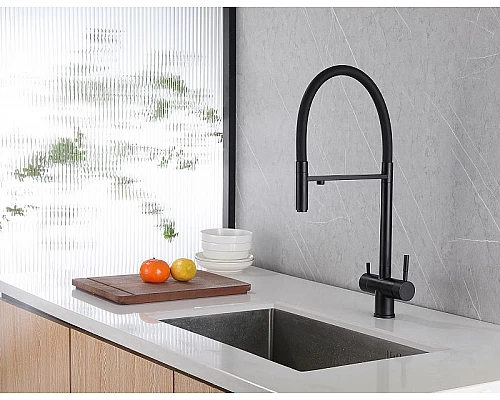 Приобрести Смеситель для кухни Abber Wasser Kreis AF81141B Черный матовый в магазине сантехники Santeh-Crystal.ru