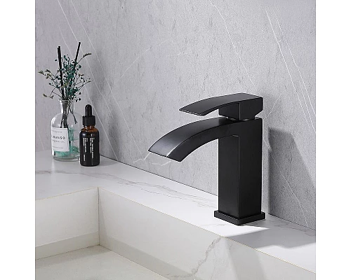 Приобрести Смеситель для раковины Abber Wasserfall AF8610B Черный матовый в магазине сантехники Santeh-Crystal.ru