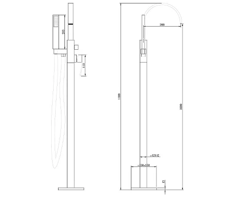 Заказать Смеситель для ванны Abber Wasserfall AF8615B Черный матовый в магазине сантехники Santeh-Crystal.ru