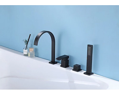 Приобрести Смеситель на борт ванны Abber Wasserfall AF8613B Черный матовый в магазине сантехники Santeh-Crystal.ru