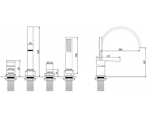 Приобрести Смеситель на борт ванны Abber Wasserfall AF8613B Черный матовый в магазине сантехники Santeh-Crystal.ru