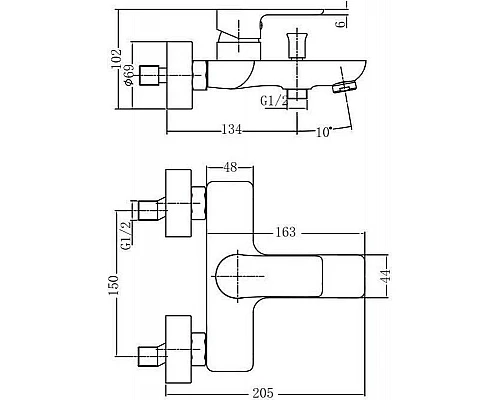 Купить Смеситель для ванны Aquanet Arctic AF520-20СW 216776 Хром Белый в магазине сантехники Santeh-Crystal.ru