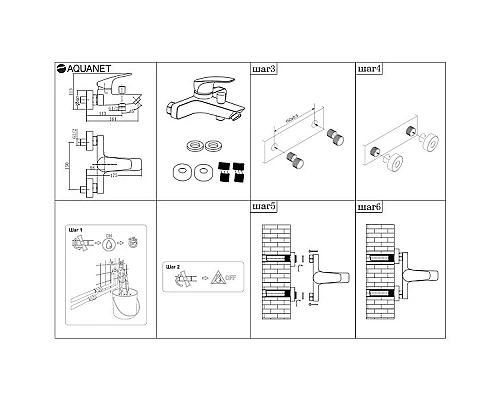 Приобрести Смеситель для ванны Aquanet Static AF330-20B 261822 Черный матовый в магазине сантехники Santeh-Crystal.ru