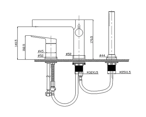 Купить Смеситель на борт ванны BelBagno Delta DEL-BVD3-BORO Золото брашированное в магазине сантехники Santeh-Crystal.ru