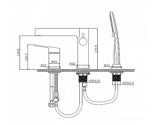 Купить Смеситель на борт ванны BelBagno Delta DEL-BVD3-NERO Черный матовый в магазине сантехники Santeh-Crystal.ru