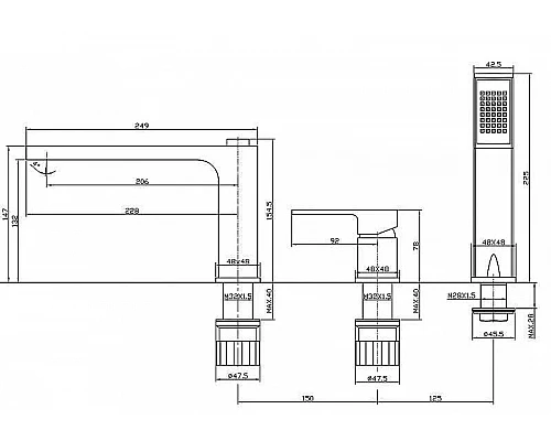 Приобрести Смеситель на борт ванны BelBagno Romano ROM-BVD-CRM Хром в магазине сантехники Santeh-Crystal.ru