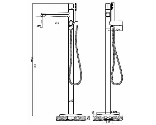 Заказать Смеситель для ванны BelBagno Uno UNO-FMT-NERO Черный матовый в магазине сантехники Santeh-Crystal.ru