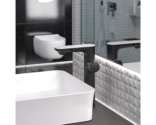 Приобрести Смеситель для раковины Berges Morans 076004 с термостатом Черный матовый в магазине сантехники Santeh-Crystal.ru