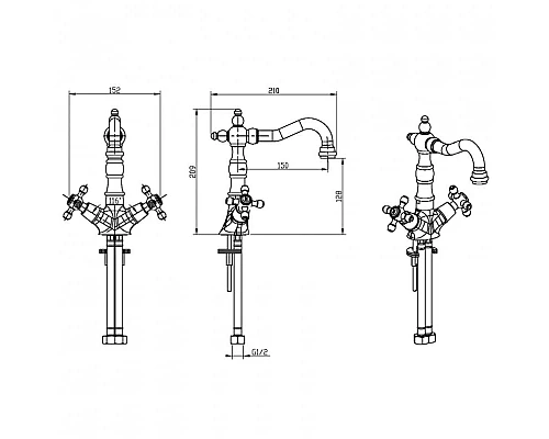 Приобрести Смеситель для раковины Boheme Camelia 312 Бронза в магазине сантехники Santeh-Crystal.ru