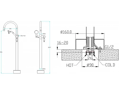 Купить Смеситель для ванны Boheme Medici 309-SW Бронза в магазине сантехники Santeh-Crystal.ru