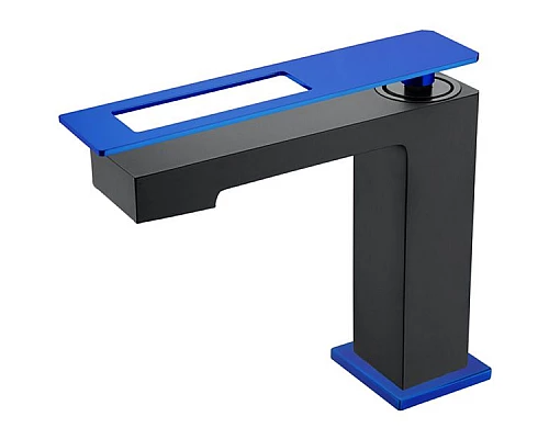 Приобрести Смеситель для раковины Boheme Q 141-BUW Черный Синий в магазине сантехники Santeh-Crystal.ru