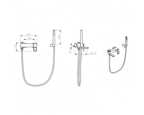 Заказать Смеситель для ванны Boheme Q 143-CRR Хром Красный в магазине сантехники Santeh-Crystal.ru