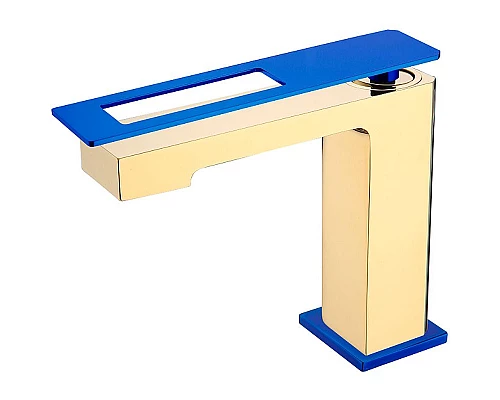 Заказать Смеситель для раковины Boheme Q 141-GUW Золото Синий в магазине сантехники Santeh-Crystal.ru