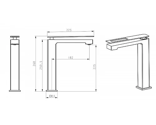 Купить Смеситель для раковины Boheme Q 142-BR Черный матовый Красный в магазине сантехники Santeh-Crystal.ru
