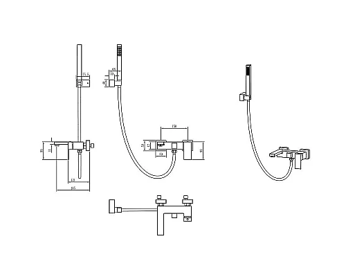 Заказать Смеситель для ванны Boheme Qubic 473-B Черный матовый в магазине сантехники Santeh-Crystal.ru