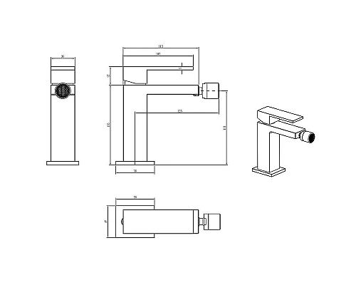 Купить Смеситель для биде Boheme Qubic 476-G Золото глянцевое в магазине сантехники Santeh-Crystal.ru