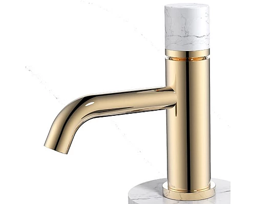 Заказать Смеситель для раковины Boheme Stick 121-G-MR-W Золото Белый в магазине сантехники Santeh-Crystal.ru