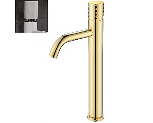Заказать Смеситель для раковины Boheme Stick 122-G-MR-WHITE Золото Белый в магазине сантехники Santeh-Crystal.ru