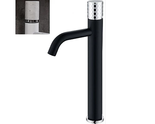 Приобрести Смеситель для раковины Boheme Stick 122-B-MR-W Черный Белый в магазине сантехники Santeh-Crystal.ru