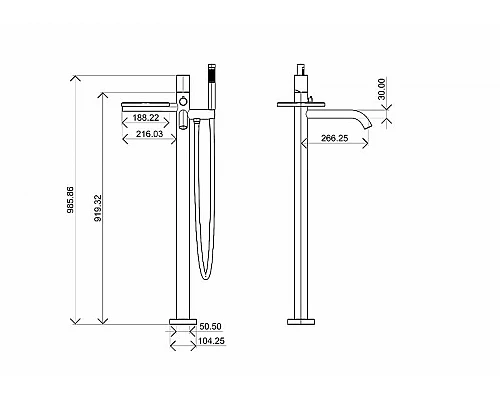 Заказать Смеситель для ванны Boheme Stick 129-CRCR Хром в магазине сантехники Santeh-Crystal.ru