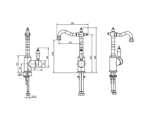 Купить Смеситель для раковины Boheme Tradizionale Chromo 262 Хром в магазине сантехники Santeh-Crystal.ru