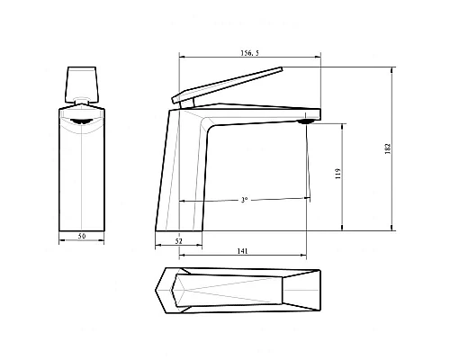Приобрести Смеситель для раковины Boheme Venturo 371-b Черный, Хром в магазине сантехники Santeh-Crystal.ru