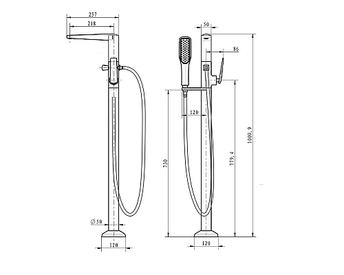 Купить Смеситель для ванны Boheme Venturo 389 Золото в магазине сантехники Santeh-Crystal.ru