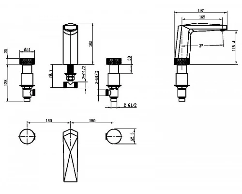 Купить Смеситель для раковины Boheme Venturo 150-CR-DIAMOND Хром в магазине сантехники Santeh-Crystal.ru