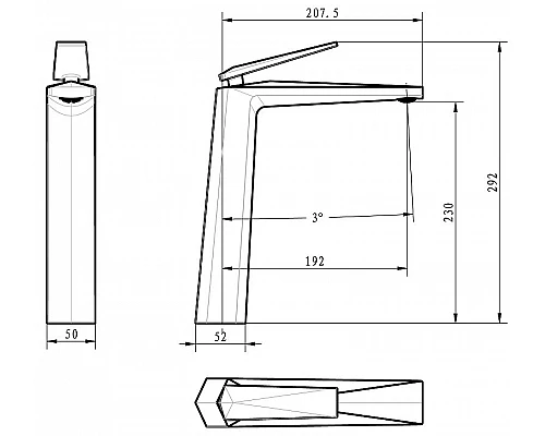 Купить Смеситель для раковины Boheme Venturo 372-SGM Оружейная сталь глянцевая в магазине сантехники Santeh-Crystal.ru