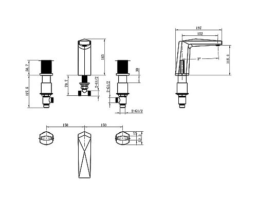 Купить Смеситель для раковины Boheme Venturo 150-BG-TOUCH Черный матовый Золото в магазине сантехники Santeh-Crystal.ru