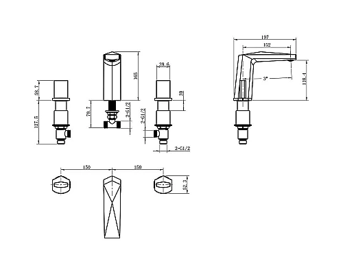 Купить Смеситель для раковины Boheme Venturo 150-G-ICE Золото в магазине сантехники Santeh-Crystal.ru