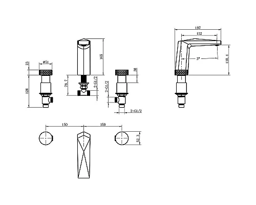 Приобрести Смеситель для раковины Boheme Venturo 150-GM-DIAMOND Оружейная сталь в магазине сантехники Santeh-Crystal.ru