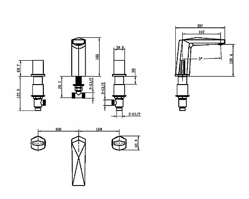Приобрести Смеситель для раковины Boheme Venturo 150-SGM-ICE Оружейная сталь глянцевая в магазине сантехники Santeh-Crystal.ru